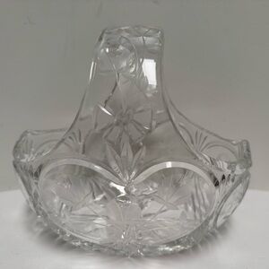 Vintage Heavy Cut Crystal Basket, Candy Bowl.